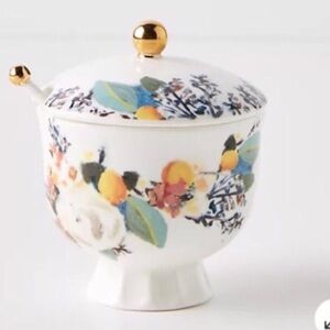Anthropologie Botanica Handpainted Stoneware Sugar Pot NIB NWT